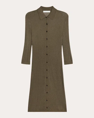 Helmut Lang Pointelle Polo Dress In Brown