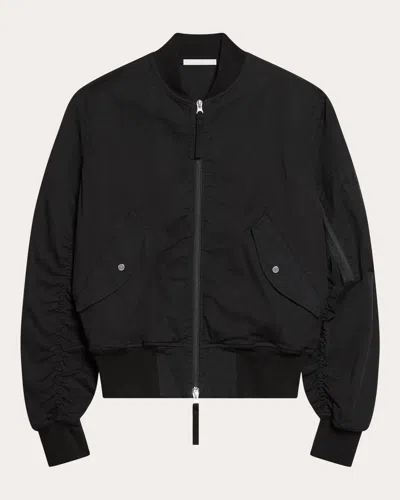 Helmut Lang Cotton Blend Bomber Jacket In Black