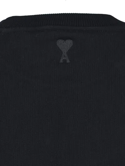 Ami Alexandre Mattiussi Black Crewneck Sweatshirt With Logo Lettering Detail On The Front And Adc Logo Embroidery On The Rea In Black