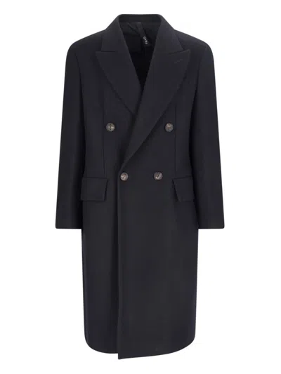 Hevo Hevò Man Coat Midnight Blue Size 40 Pure Virgin Wool Iws, Polyamide In Blue