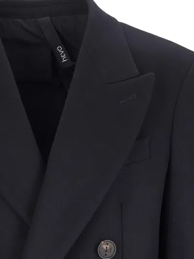 Hevo Hevò Man Coat Midnight Blue Size 40 Pure Virgin Wool Iws, Polyamide In Blue
