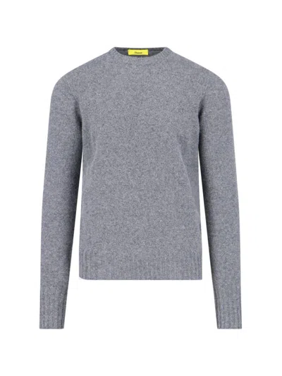Drumohr Crewneck Sweater In Grey Melange Wool Ribbed Trim In Grey