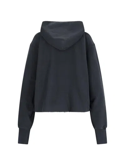 Maison Margiela Embroidered Logo Jersey Cropped Hoodie In Black