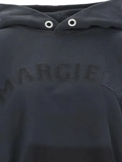 Maison Margiela Embroidered Logo Jersey Cropped Hoodie In Black