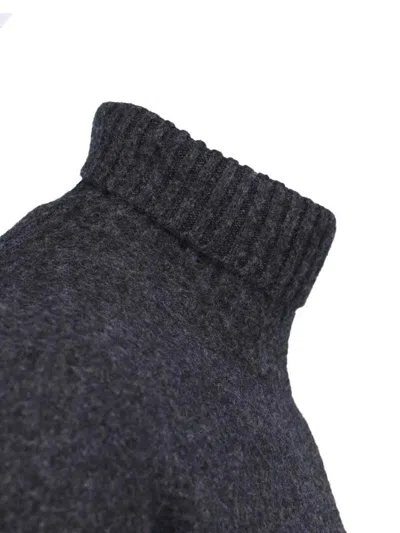 Drumohr Ribbed Turtleneck Sweater With Long Sleeves In Grey