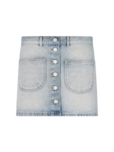 Courrèges Denim Mini Skirt In Blue