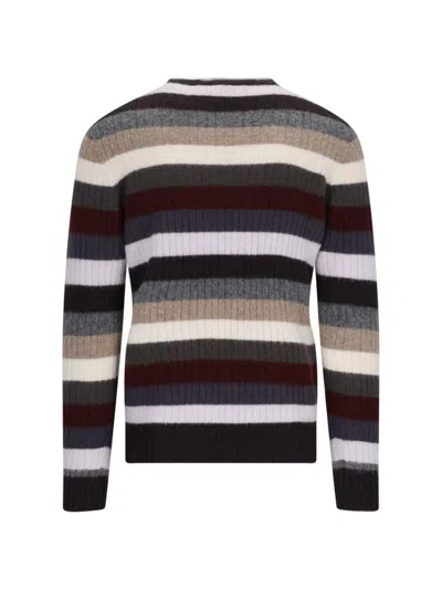 Drumohr Striped Sweater In Multicolor Wool Ribbed Design Striped In Multicolour