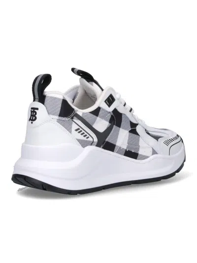 Burberry Check-pattern Leather Sneakers In White