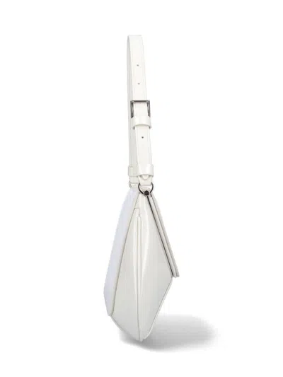 Amina Muaddi Women Black Leather Ami Shoulder Bag In White