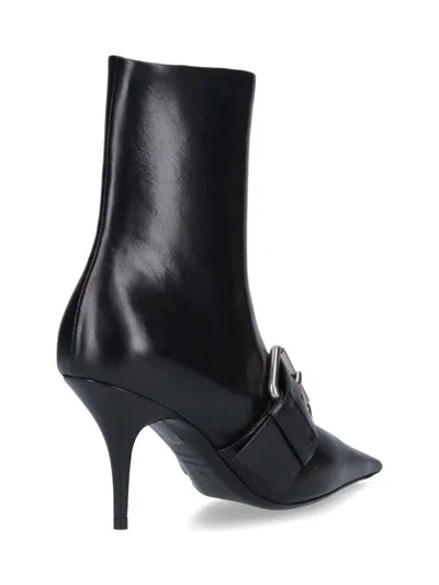 Balenciaga Women Leather Ankle Boots With Maxi Buckle In Black