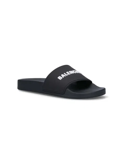 Balenciaga Black Pool Tpu Slides In Black