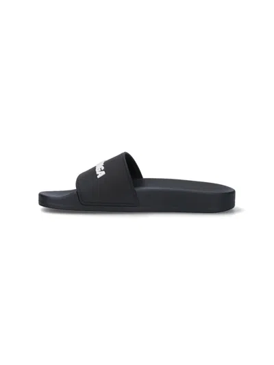 Balenciaga Black Pool Tpu Slides In Black