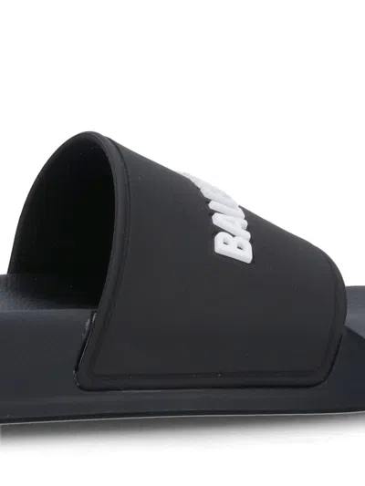 Balenciaga Black Pool Tpu Slides In Black