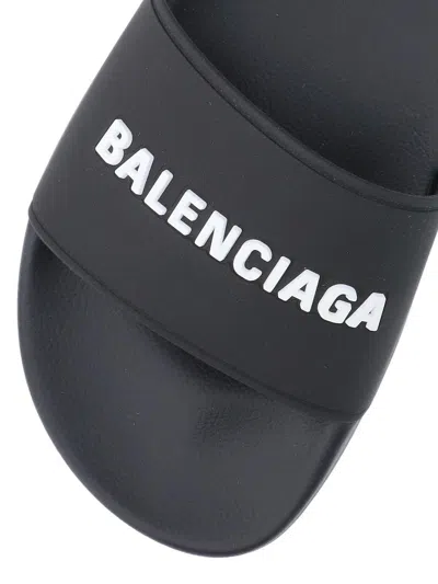 Balenciaga Black Pool Tpu Slides In Black