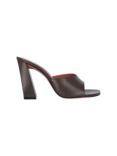Amina Muaddi Brigitte 95 Leather Mules In Brown