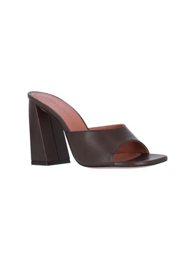 Amina Muaddi Brigitte 95 Leather Mules In Brown
