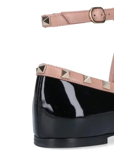 Valentino Rockstud Ballerina Patent-leather Pumps In Black