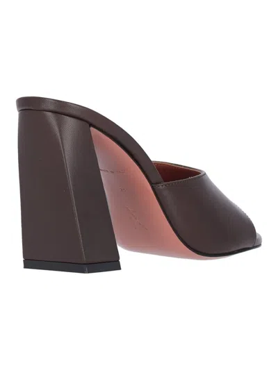 Amina Muaddi Brigitte 95 Leather Mules In Brown