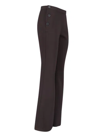 Courrèges Flared Trousers With Cut Out Details In Brown
