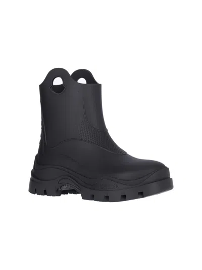 Moncler Ankle-height Boots With Textured Grip And Rugged Sole In Black