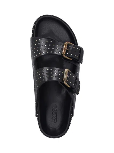 Isabel Marant Black Lennyo Buckle Sandals In Black