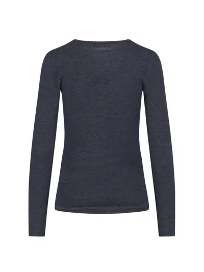 Isabel Marant Estine Neckline Sweater In Grey Stretch Merino In Blue