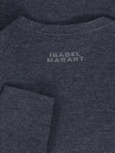 Isabel Marant Estine Neckline Sweater In Grey Stretch Merino In Blue