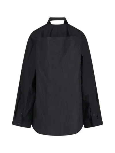 Balenciaga Shirt-effect Cotton Dress In Black