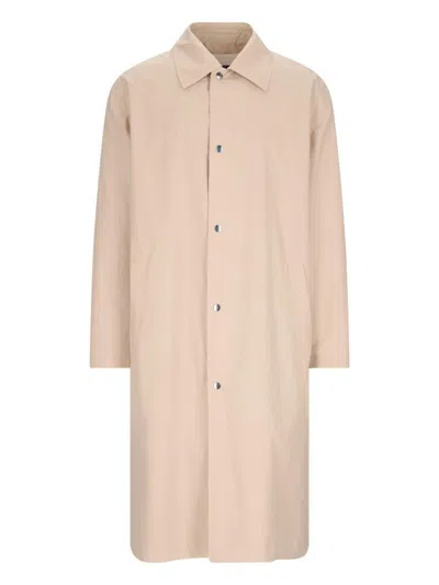 Jil Sander Logo-print Coat In Beige
