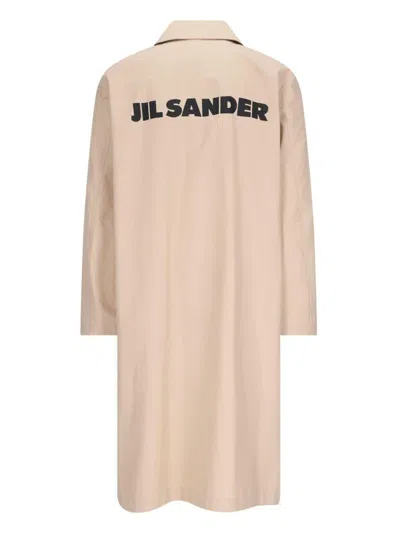 Jil Sander Logo-print Coat In Beige