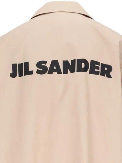 Jil Sander Logo-print Coat In Beige