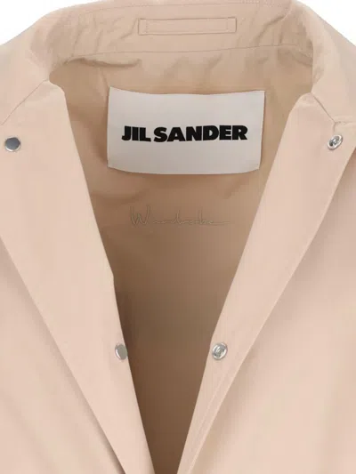 Jil Sander Logo-print Coat In Beige