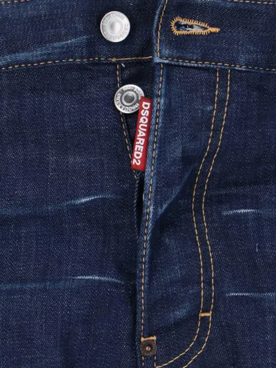 Dsquared2 Blue Jeans With Belt Loops And Logo Patch On The Rear In Denim Man In Blue