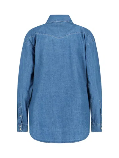 Mother Long-sleeved Denim Shirt In Blue
