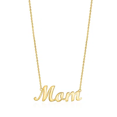 Maxcolor 14k Yellow Gold Mom Script Necklace In Yellow