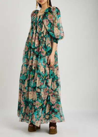 Chloé Chloe Floral-printed Silk-georgette Maxi Dress In Multicoloured 1