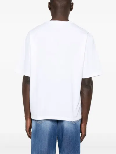 Dsquared2 White Round Neck T‑shirt With Printed Maxi Logo On The Front And Heart Detail In White