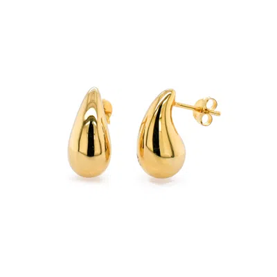 Maxcolor 14k Gold Resin Filled Electroform Tear Earrings In Yellow