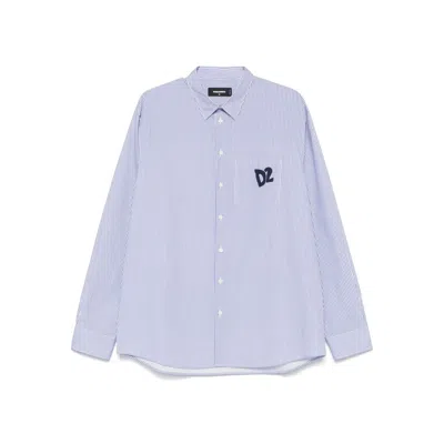 Dsquared2 Summer Lovers Oversized Striped Cotton Shirt In Multicolor