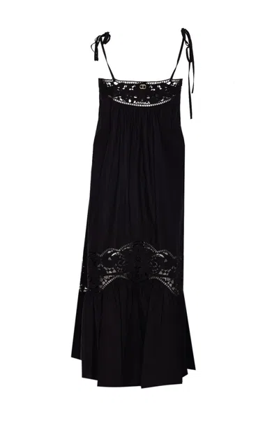Twinset Poplin Dress In Black