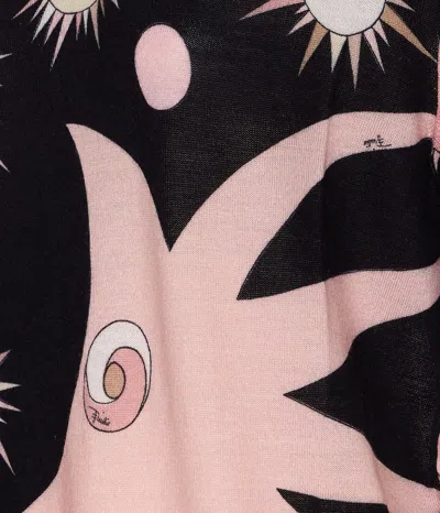 Pucci Crew Neck Graphic Print Relaxed Fit Top In Pink
