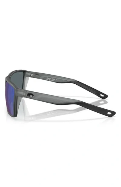 Costa Del Mar Rincon Ii 64mm Mirrored Polarized Oversize Rectangular Sunglasses In Black