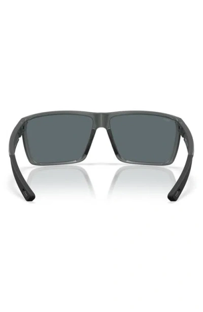 Costa Del Mar Rincon Ii 64mm Mirrored Polarized Oversize Rectangular Sunglasses In Black
