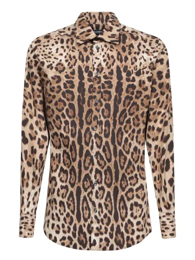 Dolce & Gabbana Leopard Print Silk Shirt In Multicolor