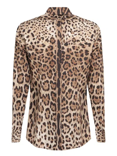 Dolce & Gabbana Leopard Print Silk Shirt In Multicolor