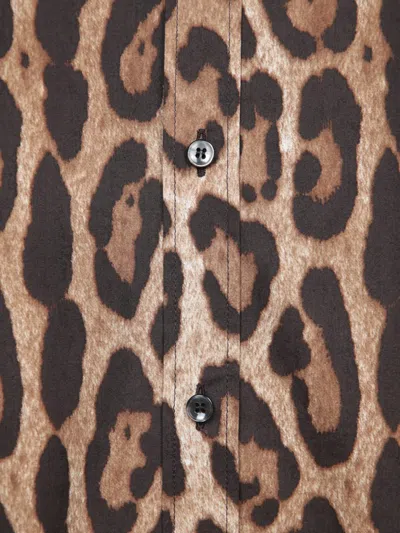 Dolce & Gabbana Leopard Print Silk Shirt In Multicolor