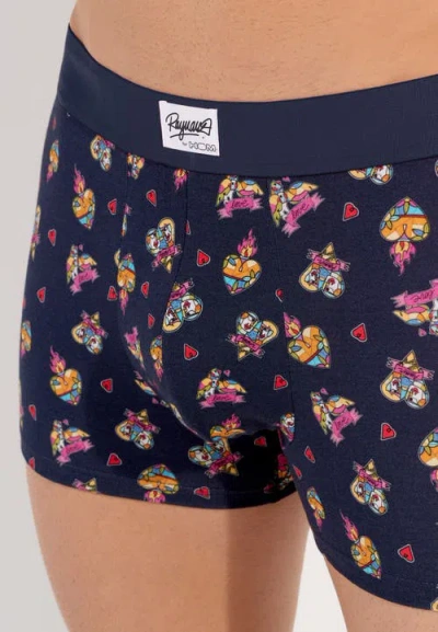 Hom Love Story Boxer Briefs In Navy Print