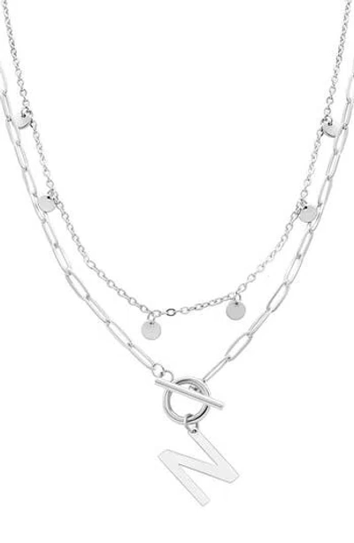 Adornia Toggle Initial Pendant Layered Necklace In Silver-n