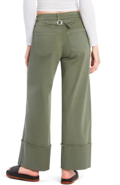 Wash Lab Denim Issy Cuffed Ankle Wide Leg Jeans In Olive