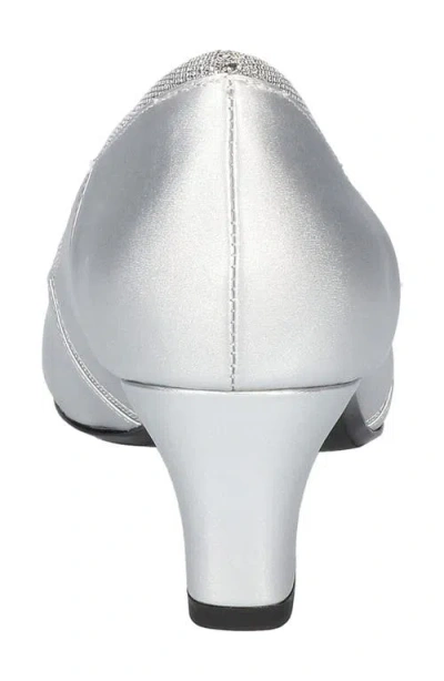 Easy Street Datia Womens Round Closed Toe Kitten Heel Pumps In Silver Satin